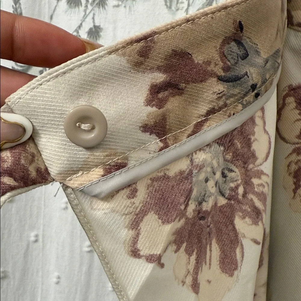 Chic Asymmetrical Floral Skirt - Cream and Brown - Picture 10 of 10